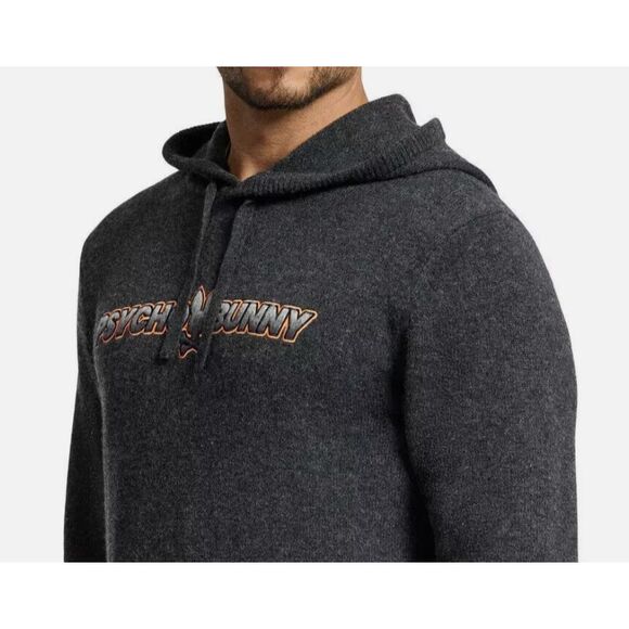 PSYCHO BUNNY Men’s San Luis Hooded Sweater XXL Heather Storm 100% Wool NWT New - Picture 3 of 15